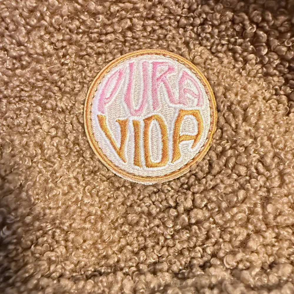 Pura Vida Teddy Bear Sherpa Mini Backpack Brown Fuzzy Boho Logo